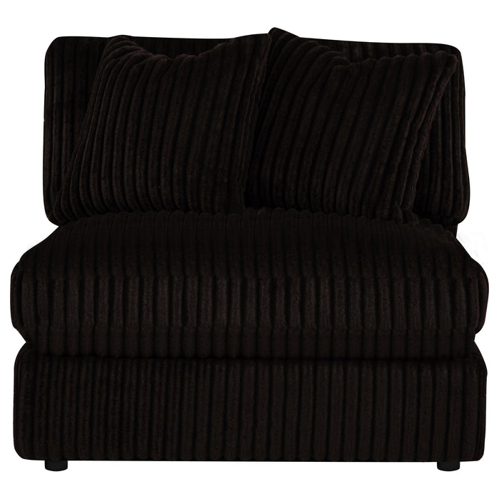 Blaine Corduroy Armless Chair with Reversible Cushions Chocolate Brown
