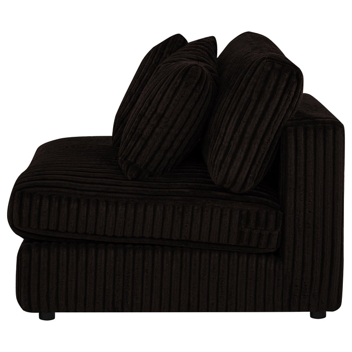 Blaine Corduroy Armless Chair with Reversible Cushions Chocolate Brown