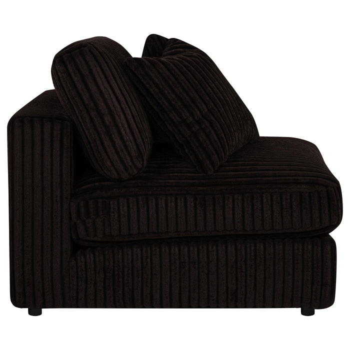 Blaine Corduroy Armless Chair with Reversible Cushions Chocolate Brown