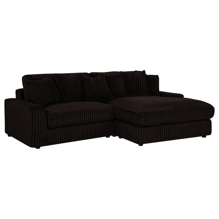 Blaine 2-Piece Corduroy Reversible Chaise Sectional Sofa Chocolate Brown