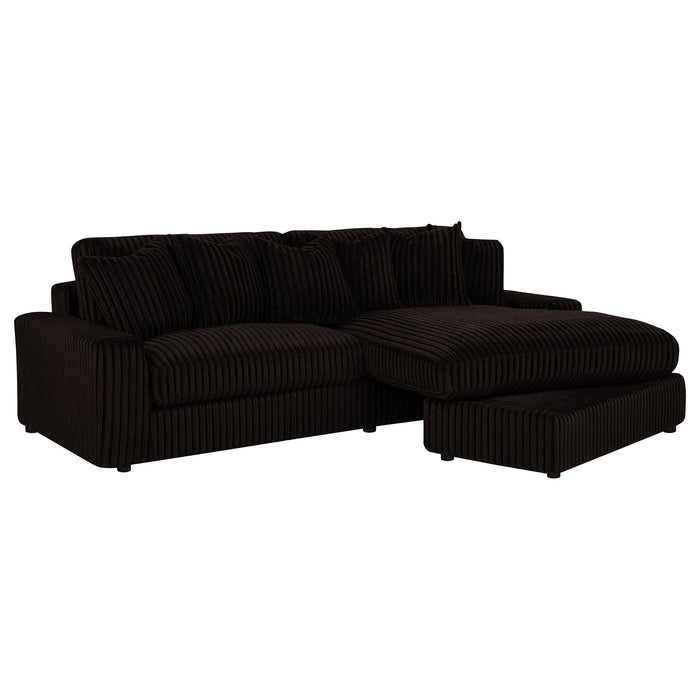 Blaine 2-Piece Corduroy Reversible Chaise Sectional Sofa Chocolate Brown