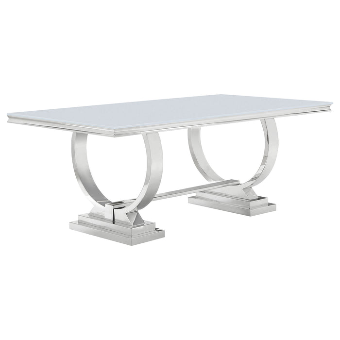 Antoine 7-piece Rectangular Glass Top Dining Table Set White