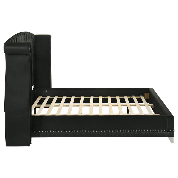Barzini Upholstered California King Wingback Bed Black