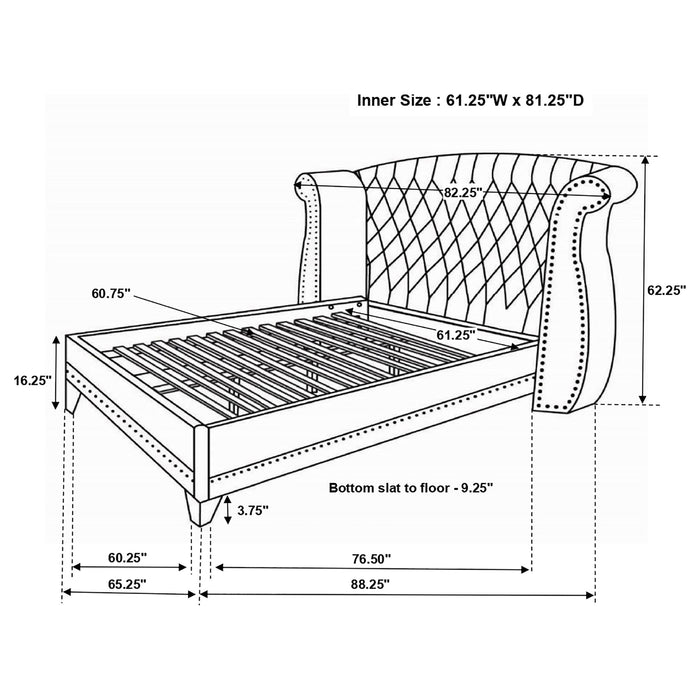 Barzini Upholstered Queen Wingback Bed Black