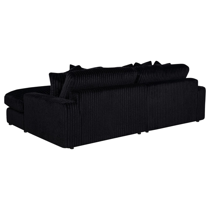 Blaine 2-Piece Corduroy Reversible Chaise Sectional Sofa Black