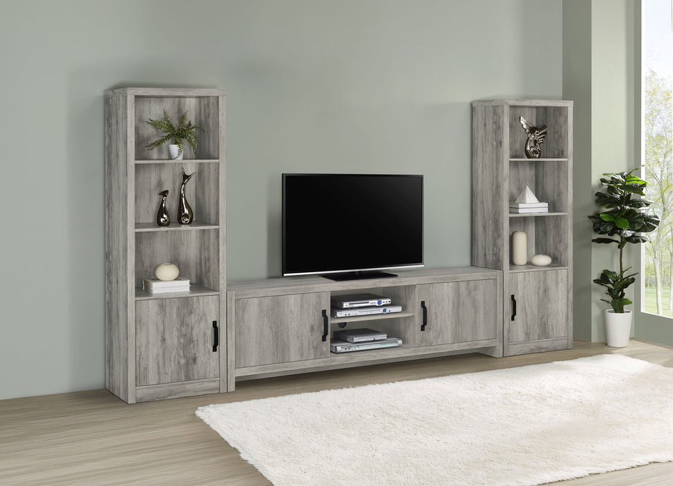 Burke 2-door Engineered Wood 71-inch TV Stand Grey Driftwood