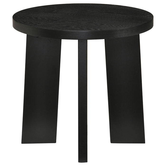 Strouse Contemporary Round End Table in Black