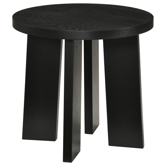 Strouse Contemporary Round End Table in Black