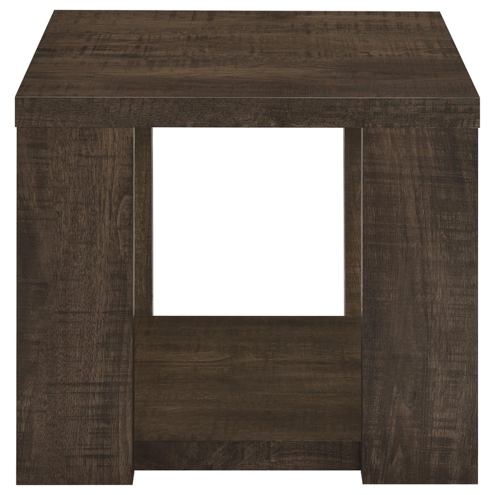 Pavone 3-Piece Coffee and End Table Set with Open Shelves Dark Rustic Mango