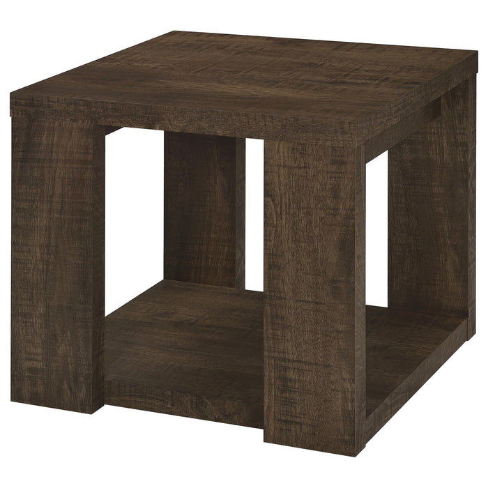 Pavone 3-Piece Coffee and End Table Set with Open Shelves Dark Rustic Mango