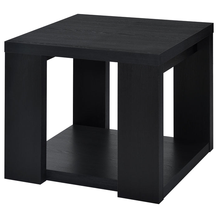 Pavone 2-Piece Transitional Coffee and End Table Set with Shelves Black