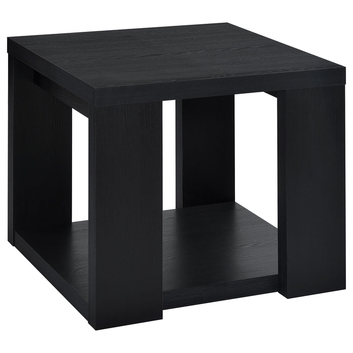 Pavone 3-Piece Transitional Coffee and End Table Set with Shelves Black