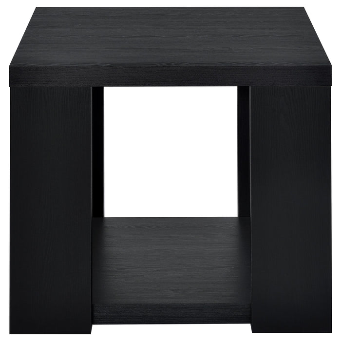 Pavone 3-Piece Transitional Coffee and End Table Set with Shelves Black