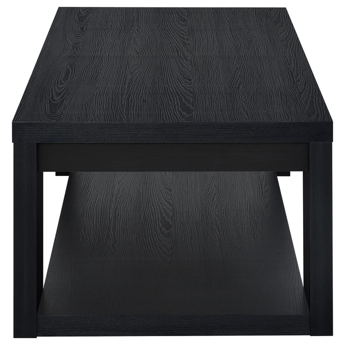 Pavone 3-Piece Transitional Coffee and End Table Set with Shelves Black