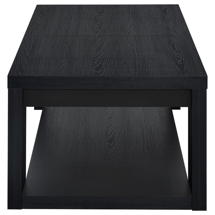 Pavone 3-Piece Transitional Coffee and End Table Set with Shelves Black