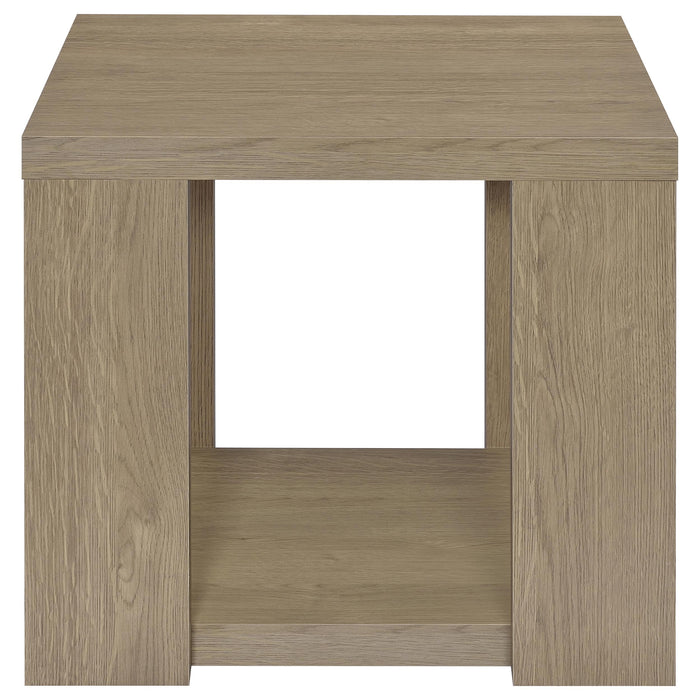 Pavone 3-Piece Transitional Coffee and End Table Set with Shelves Latte