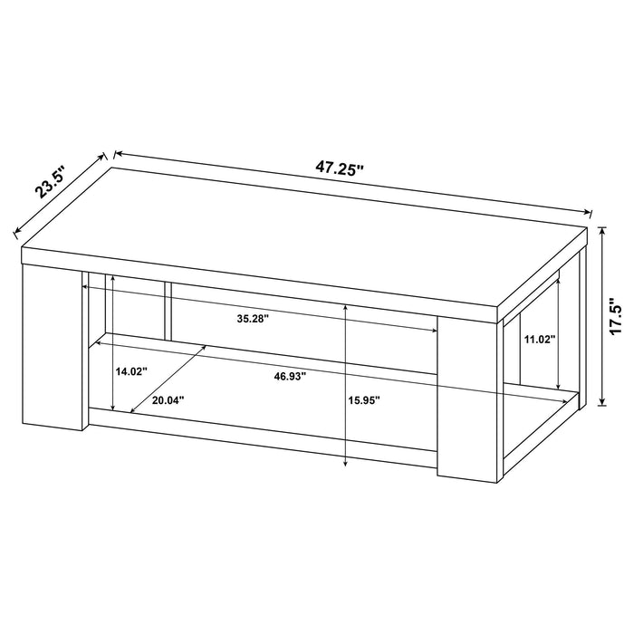 Pavone 3-Piece Transitional Coffee and End Table Set with Shelves Latte