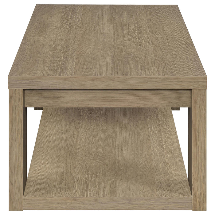 Pavone 3-Piece Transitional Coffee and End Table Set with Shelves Latte
