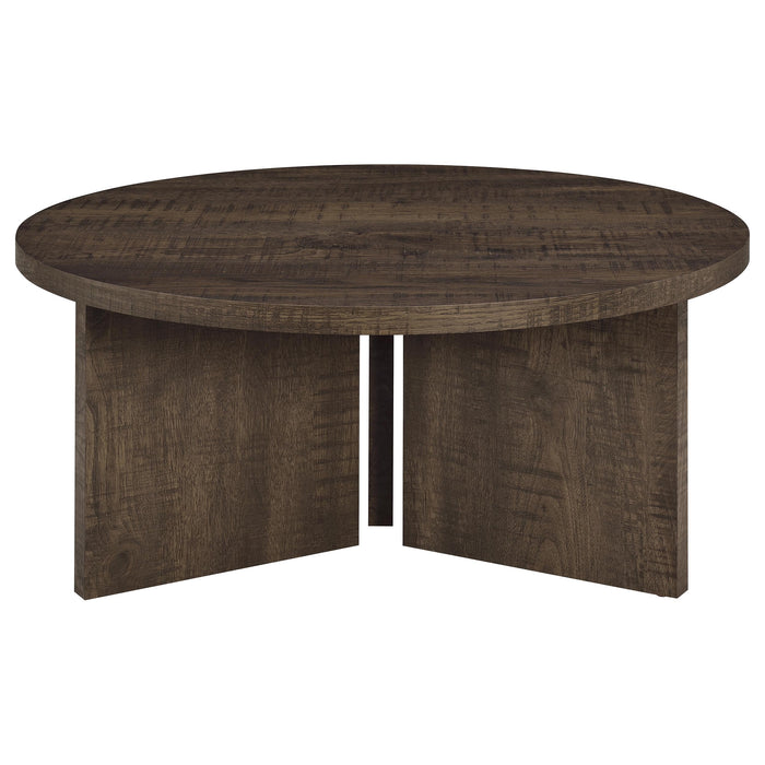 Aragon 2-Piece Round Coffee and End Table Set Dark Rustic Mango