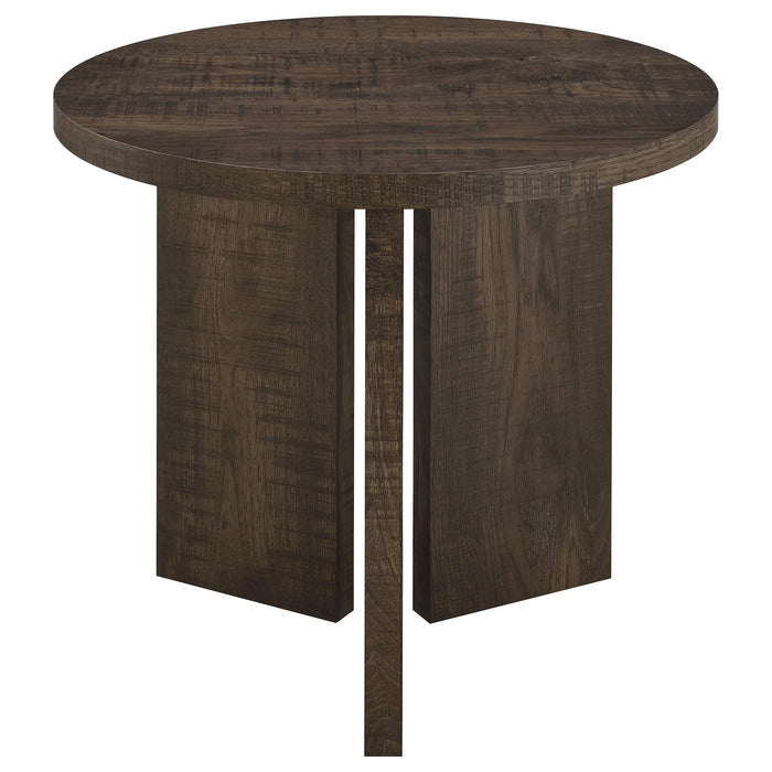 Aragon 3-Piece Round Coffee and End Table Set Dark Rustic Mango