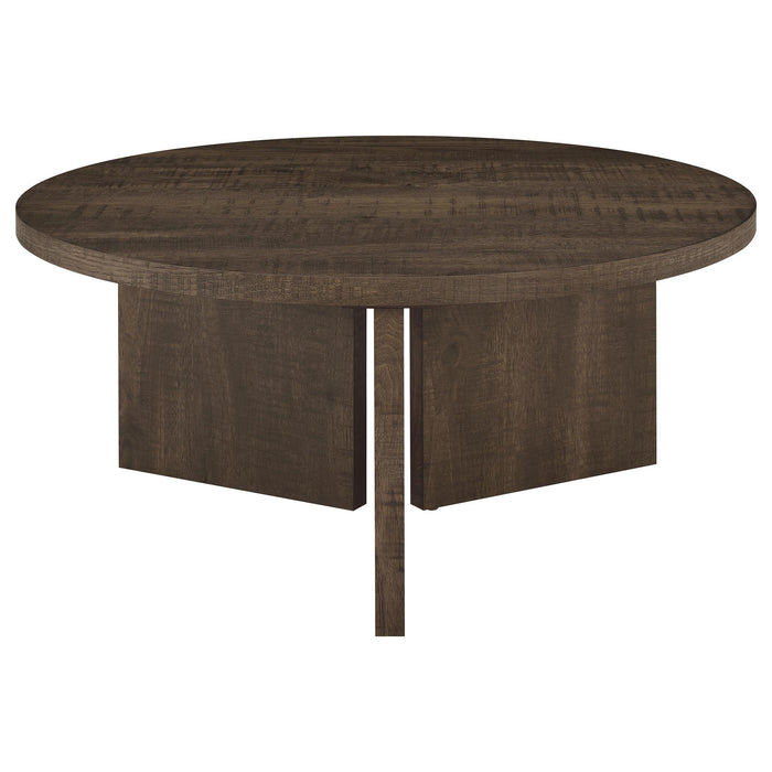 Aragon 3-Piece Round Coffee and End Table Set Dark Rustic Mango