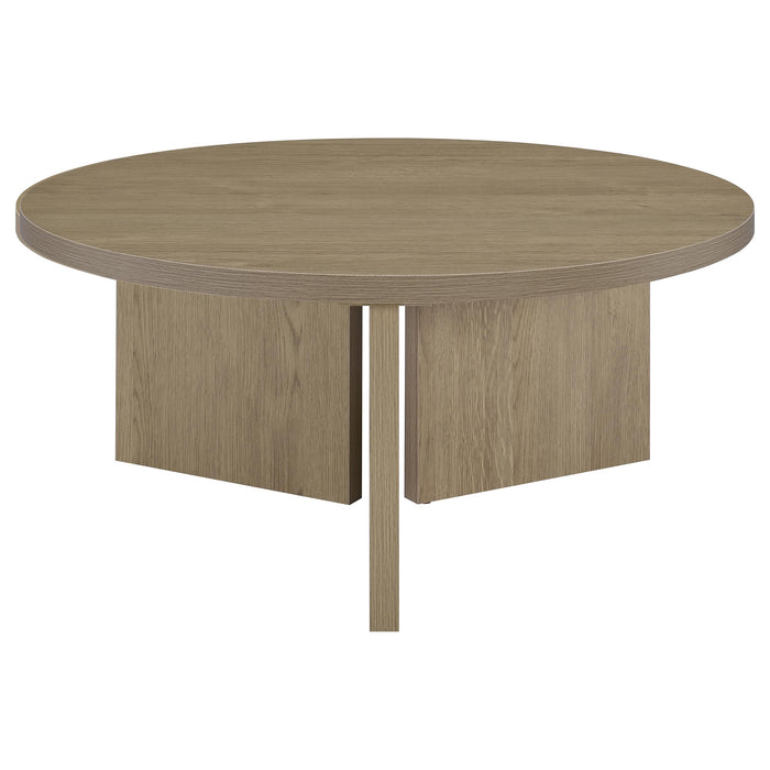 Aragon 2-Piece Round Coffee and End Table Set Latte