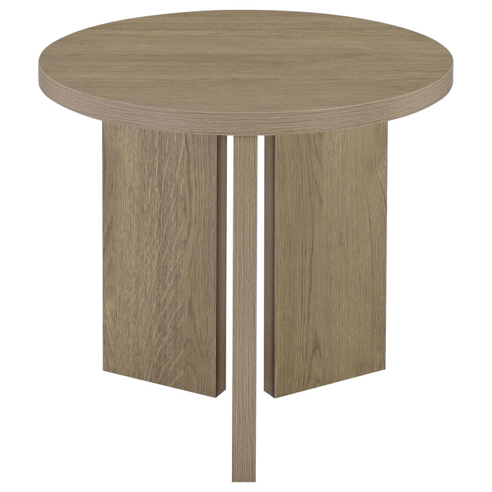 Aragon 2-Piece Round Coffee and End Table Set Latte