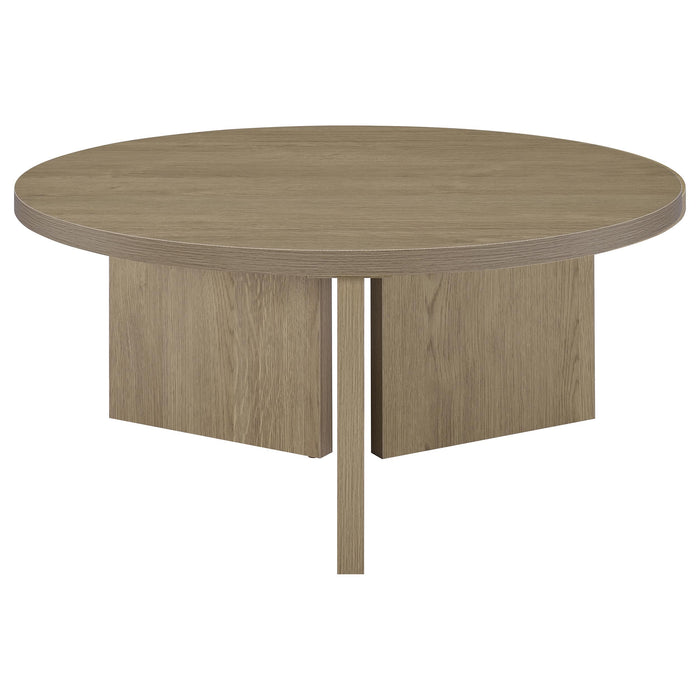 Aragon 2-Piece Round Coffee and End Table Set Latte