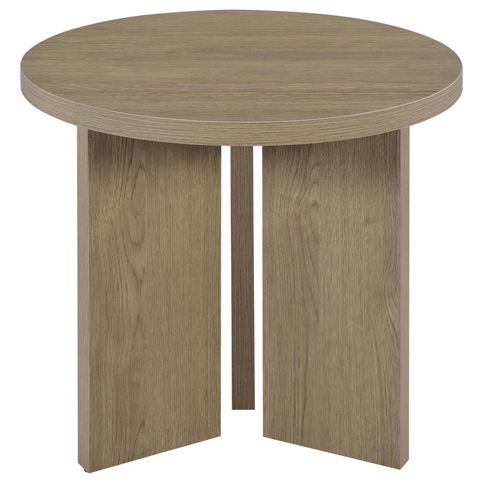 Aragon 2-Piece Round Coffee and End Table Set Latte