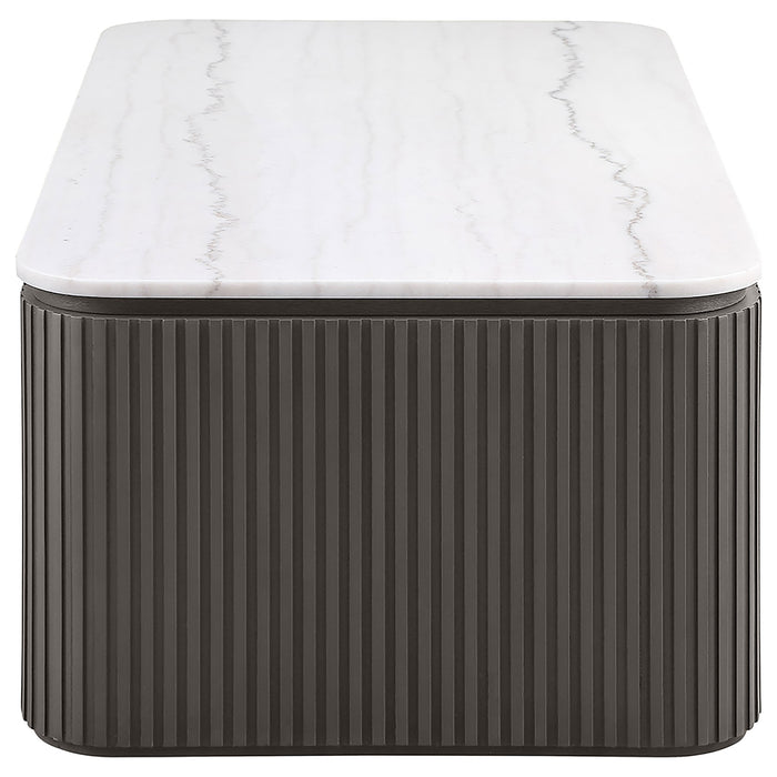 Lior 3-Piece Rectangular Marble Top Coffee and End Table Set Charcoal