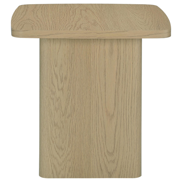 Fraser Transitional Square Pedestal End Table in Greige