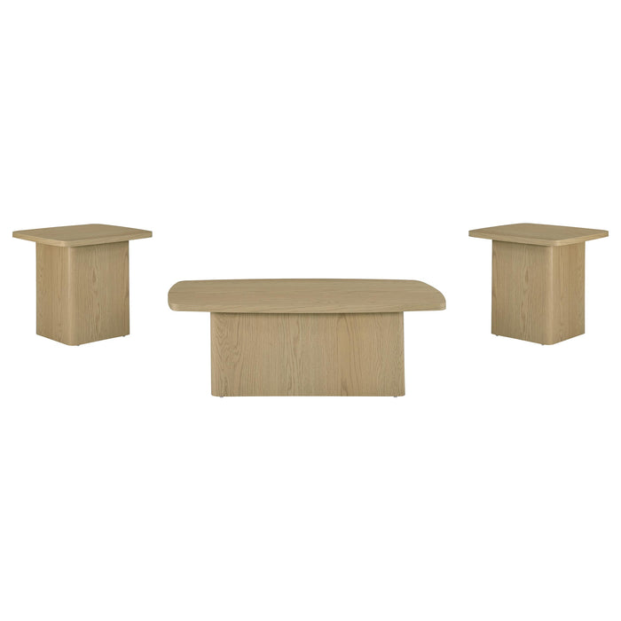 Fraser 3-Piece Greige Pedestal Coffee and End Table Set