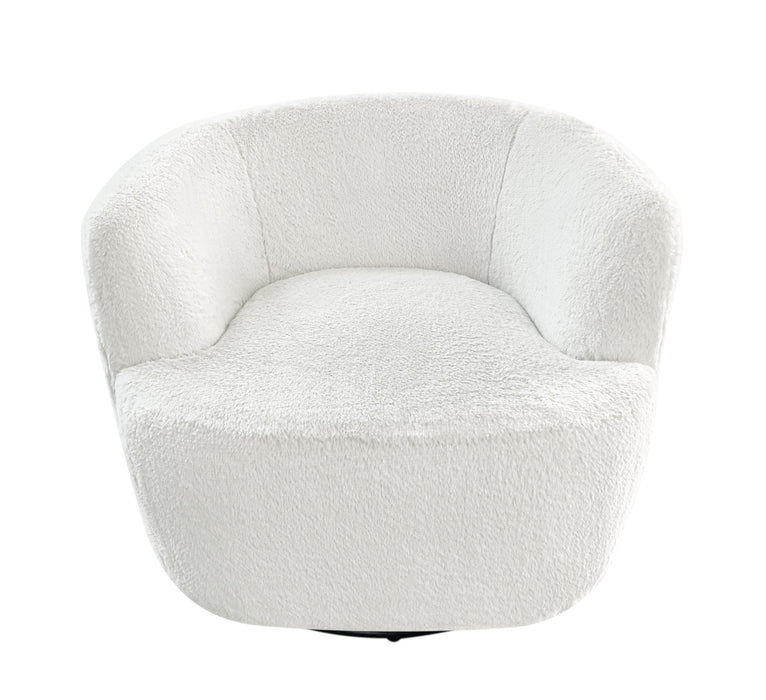 Hudson Faux Fur Swivel Accent Chair Ecru