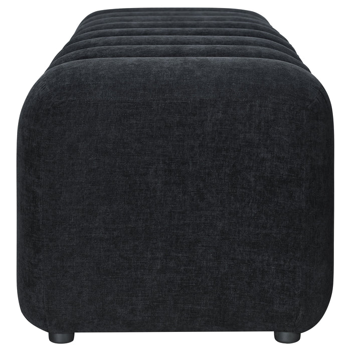Summer Upholstered Channel Accent Bench Black