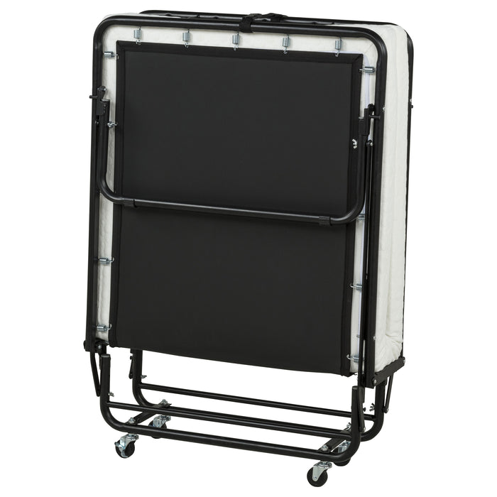 Massey Twin Folding Bed Frame with Memory Foam Mattress Black