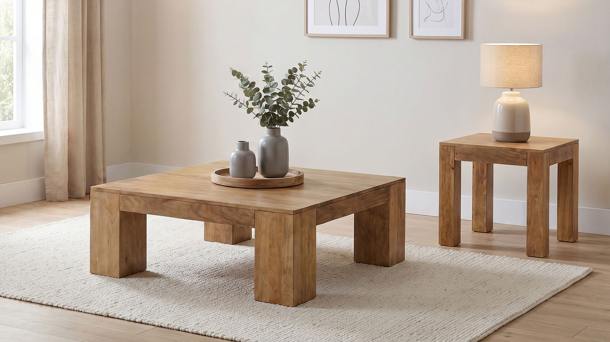 Butte Square Mango Wood Coffee Table Natural