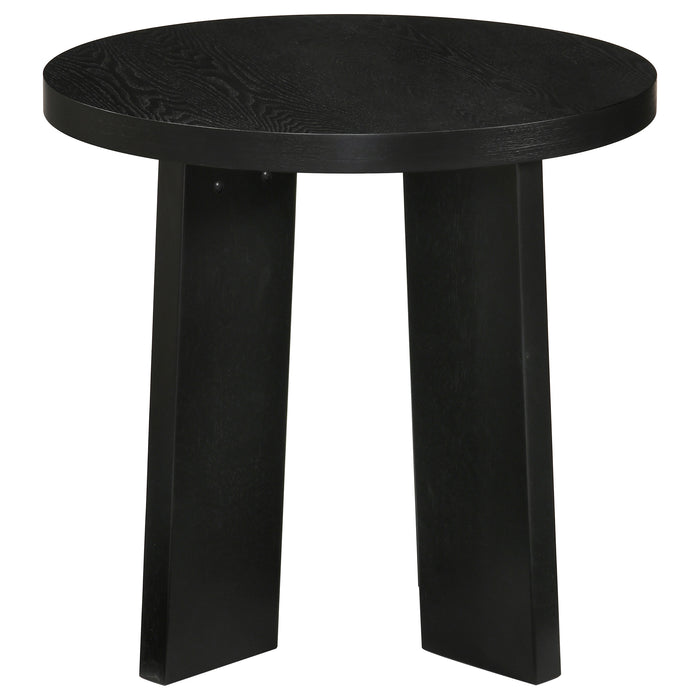 Strouse 2-Piece Round Coffee and End Table Set in Black
