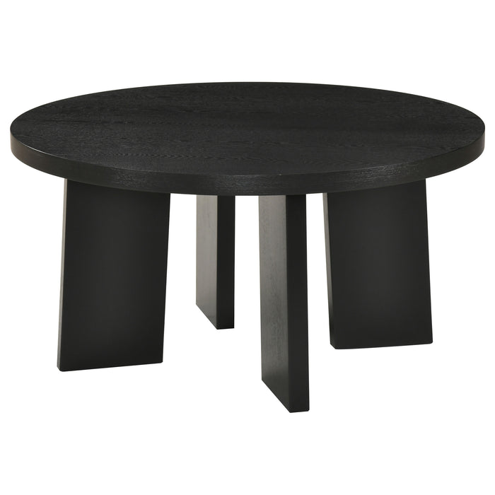 Strouse 2-Piece Round Coffee and End Table Set in Black
