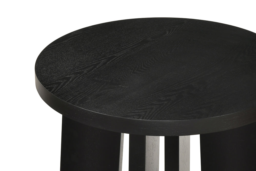 Strouse 3-Piece Round Coffee and End Table Set in Black