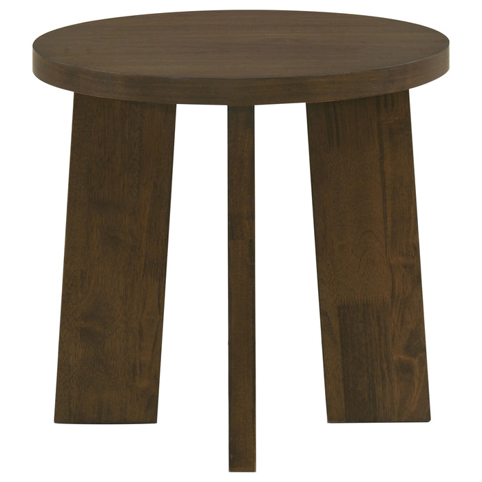 Strouse 2-Piece Round Coffee and End Table Set in Dark Walnut