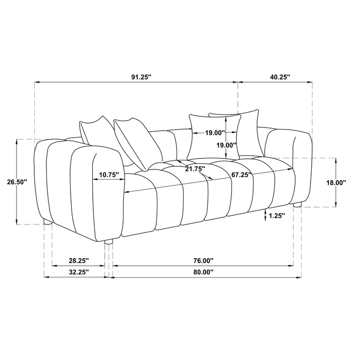Lazaro 3-piece Fabric Upholstered Wide Channel Sofa Set Bronze