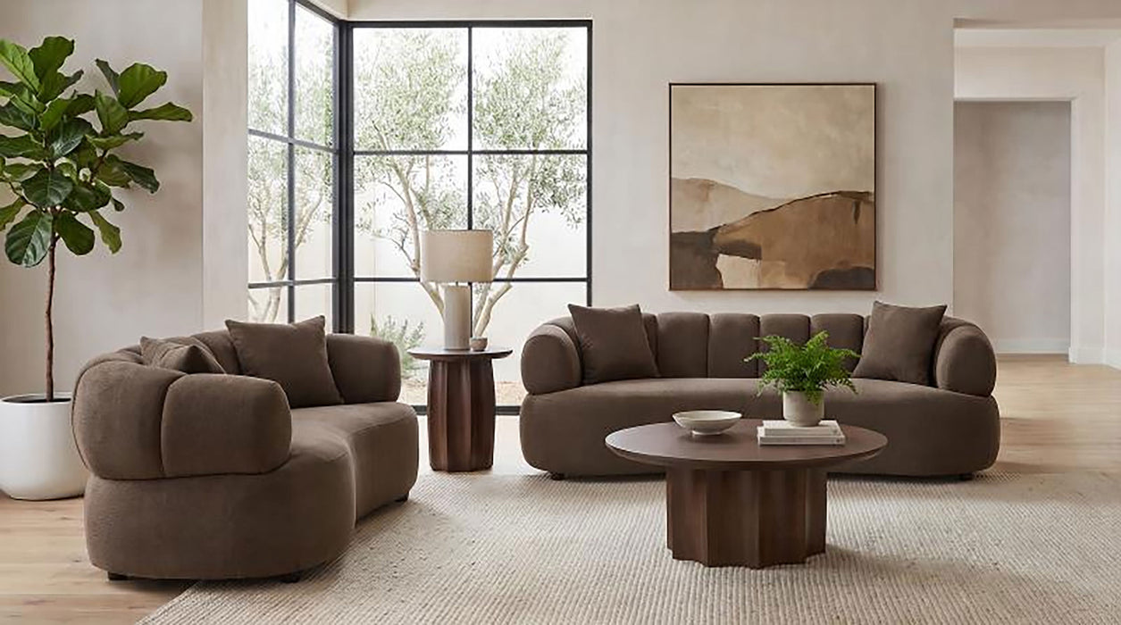 Casarin Fabric Channel-Back Sofa Brown