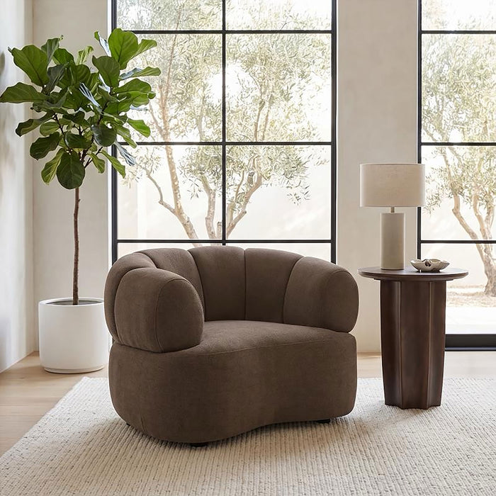 Casarin Fabric Channel-Back Accent Chair Brown