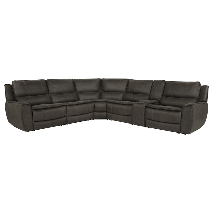 Marcell 6-Piece L-Shaped Power Reclining Sectional with Console Grey