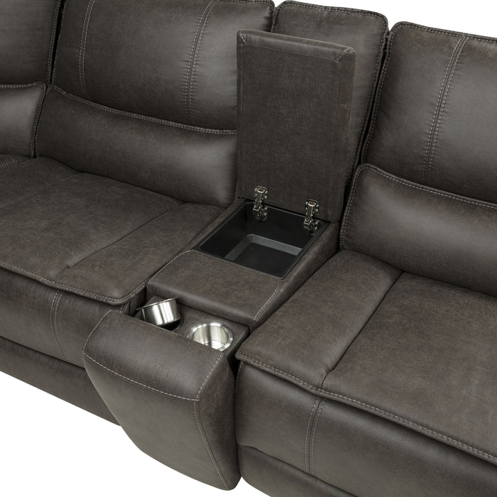 Marcell 6-Piece L-Shaped Power Reclining Sectional with Console Grey