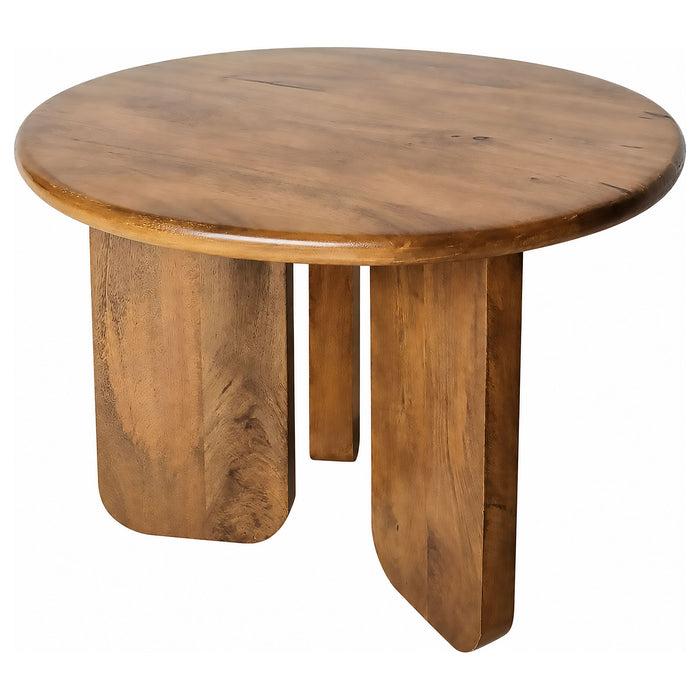Dale 2-Piece Round Mango Wood Coffee and End Table Set Honey Mango