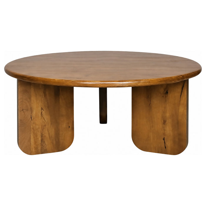 Dale 3-Piece Round Mango Wood Coffee and End Table Set Honey Mango
