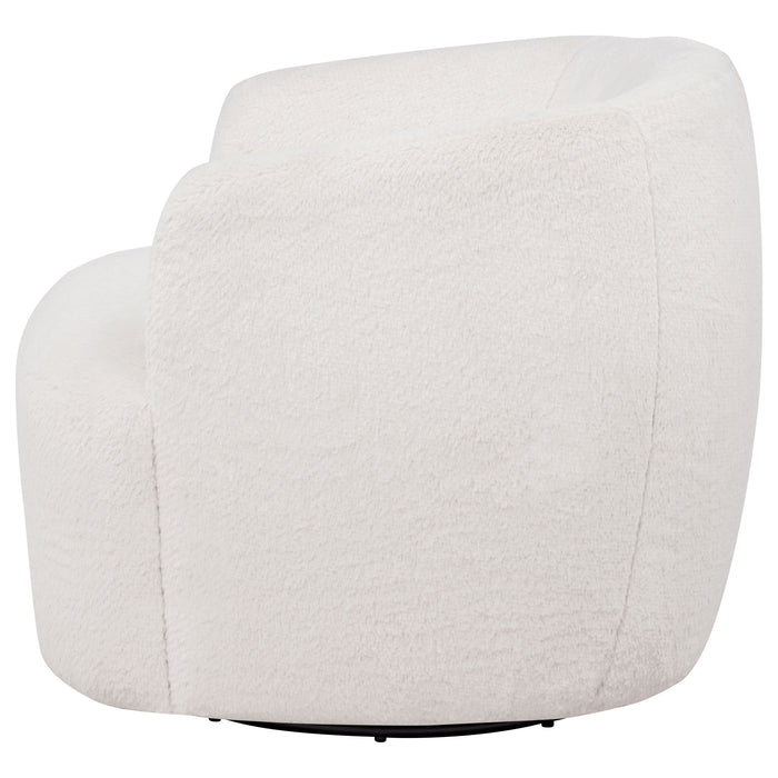 Hudson Faux Fur Swivel Accent Chair Ecru