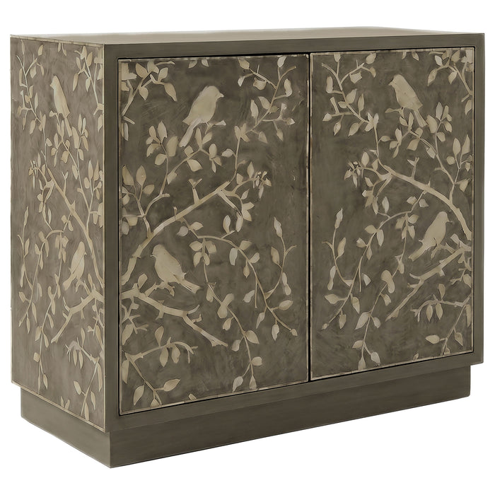 Parkes 2-door Bone Inlay Accent Cabinet Distressed Grey