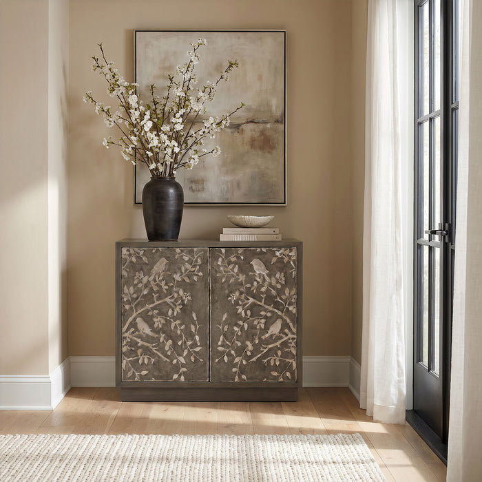 Parkes 2-door Bone Inlay Accent Cabinet Distressed Grey